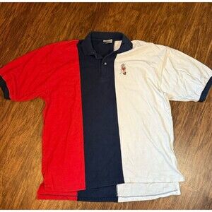 Walt Disney World Men’s Shirt XXL Color Block Red White Blue Goofy Golf